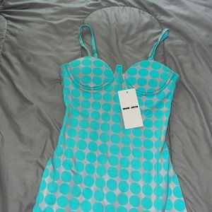Blue polka dot MINI DRESS